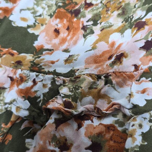 Womens Sz 1X Green and Pink Ruffle Babydoll Festival BOHO Lightweight Top - Picture 4 of 11